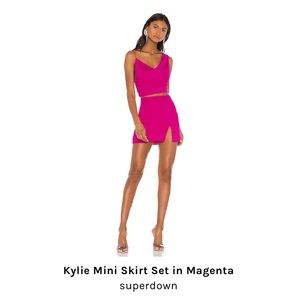 Revolve Superdown Kylie Mini Skirt Set in Magenta - Size Small